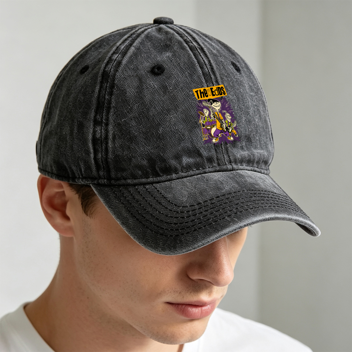 The Eds: Eddy, Ed, and Double D in Rock Band Action - Washed Denim - Baseball Cap