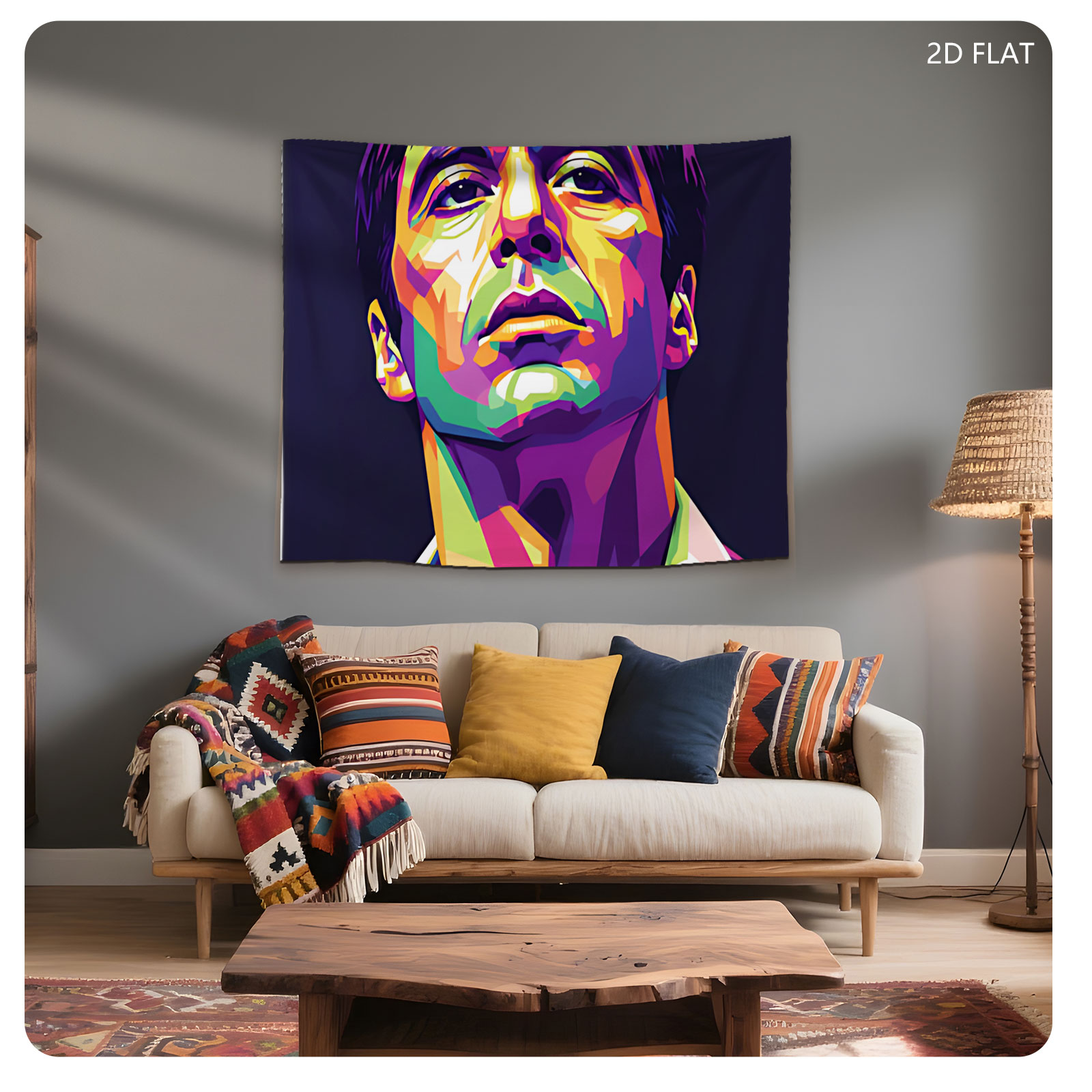 Colorful Portrait of a Man in Pop Art Style - Tapestry