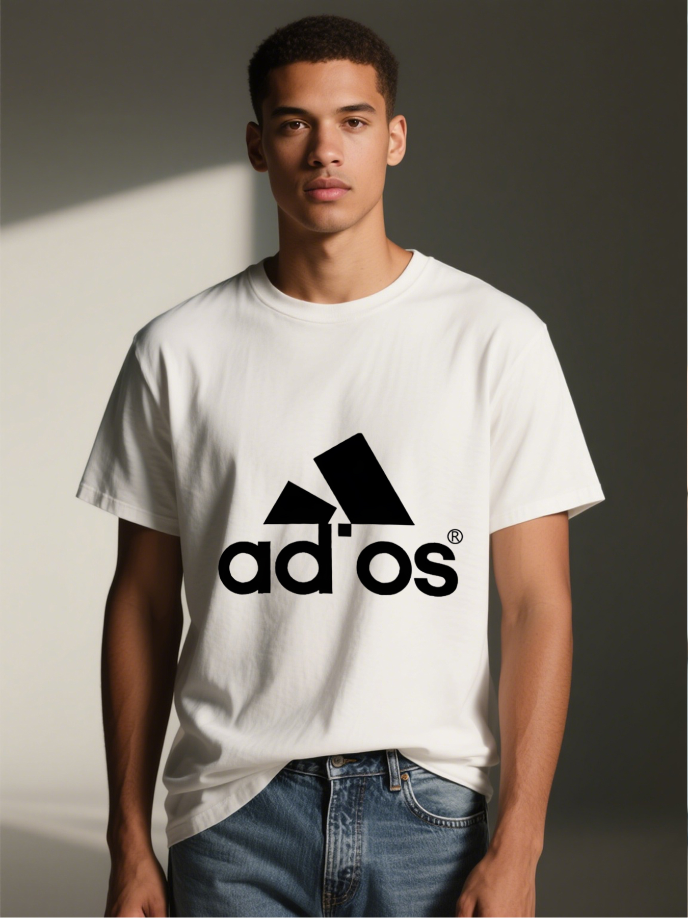 Men's Printed T-Shirt with Geometric Triangle and 
