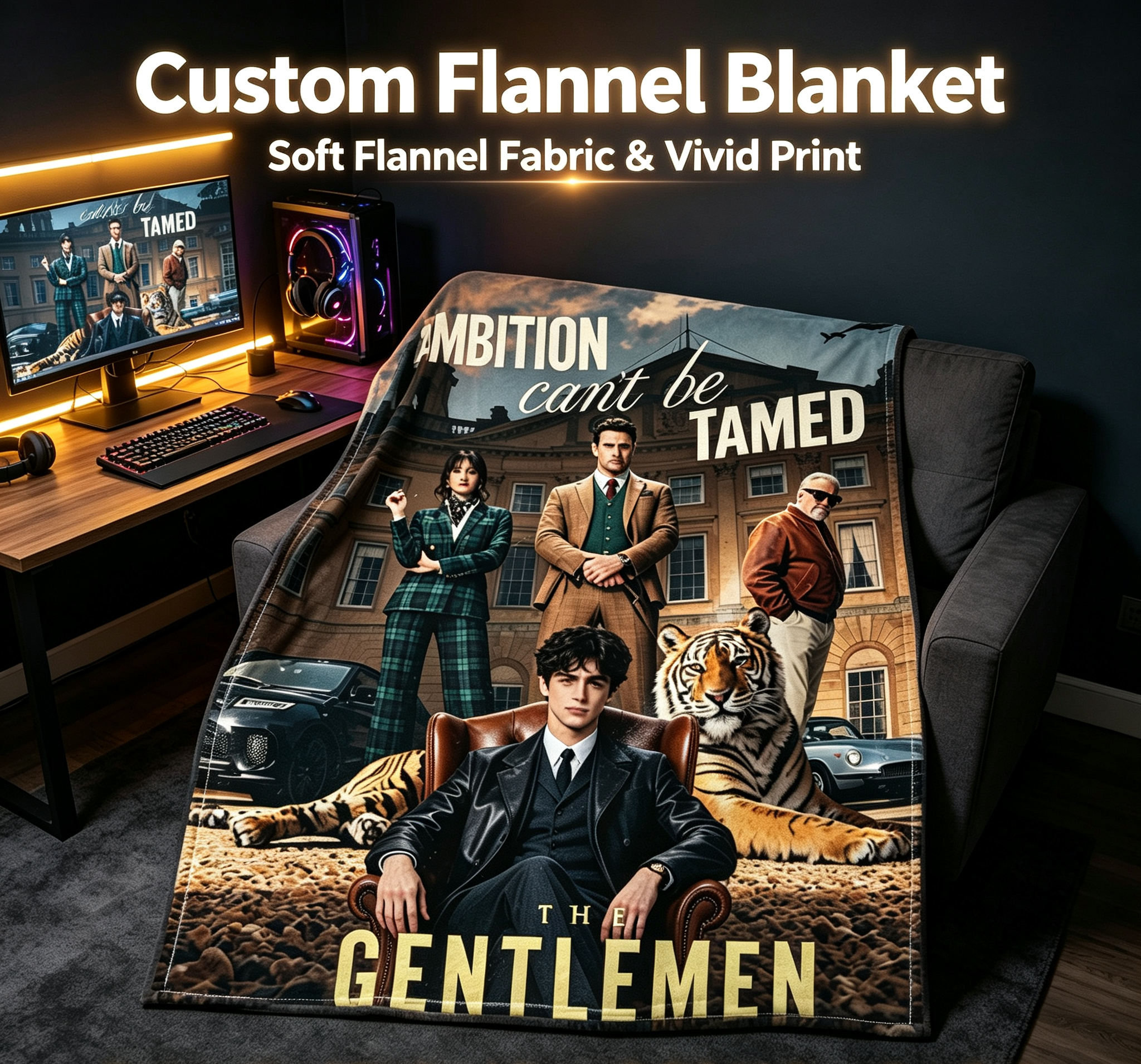 Custom Face Blanket The Gentlemen Season 2 Flannel Blanket Perfect for Fans of Crime Drama TV Series Ideal for Couch Time or as a Unique Gift for Movie Lovers
