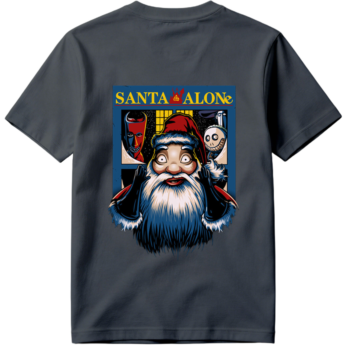 Santa Alone: Santa Claus, Jack Skellington, and Red Mask - Tee