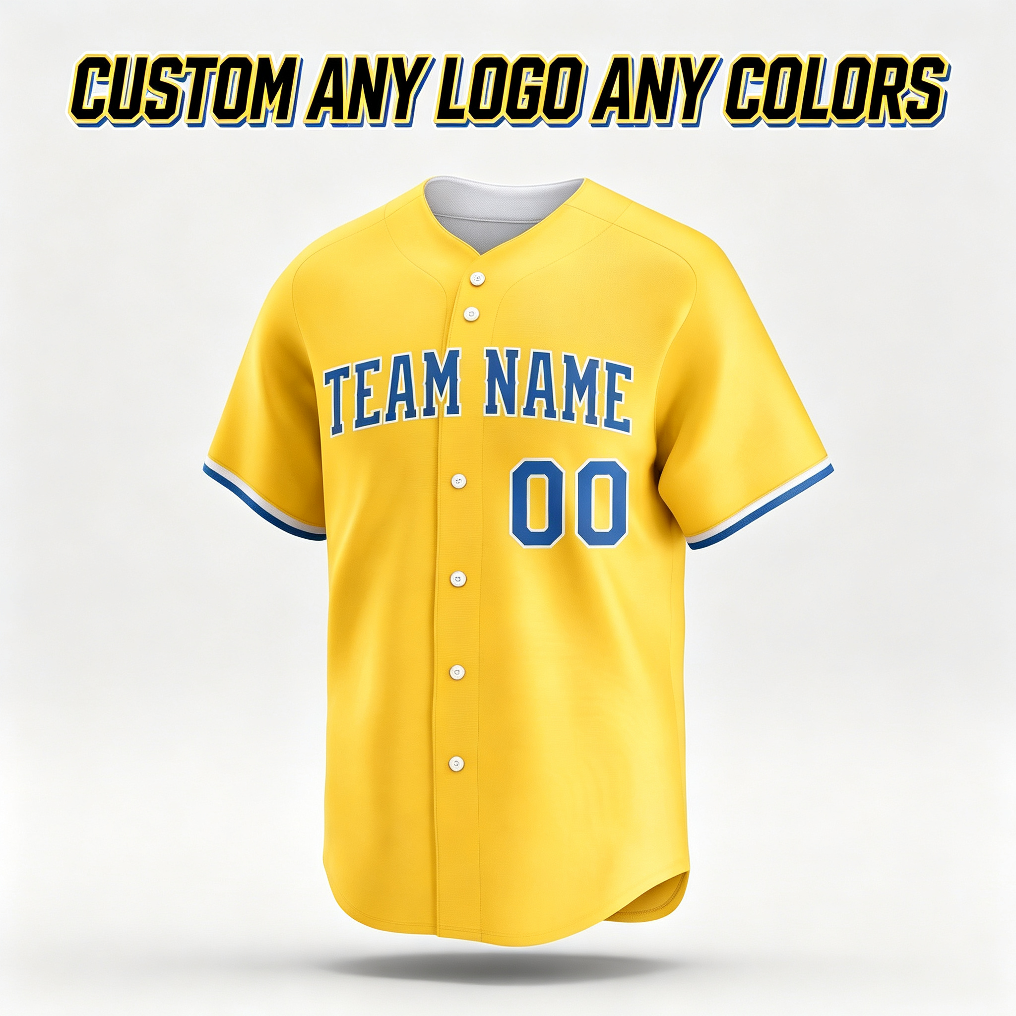 Custom Printed Boston City Marathon Style Baseball Jersey Yellow Short Sleeve Button Down Shirt for Men and Women