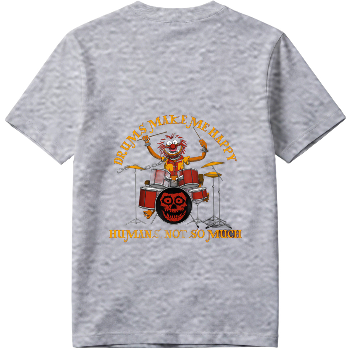 Animal from The Muppets Playing Drums with Skull Design - Tee