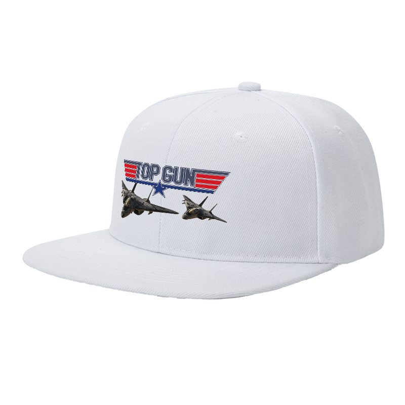 Flat Brim Baseball Cap Top Gun Logo Jet Fighter Design Streetwear Underground Skate Style for Basketball Court Skate Park Urban Riders and Rap Artists