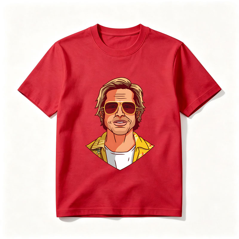 Brad Pitt in Aviator Sunglasses and Yellow Jacket - Tee