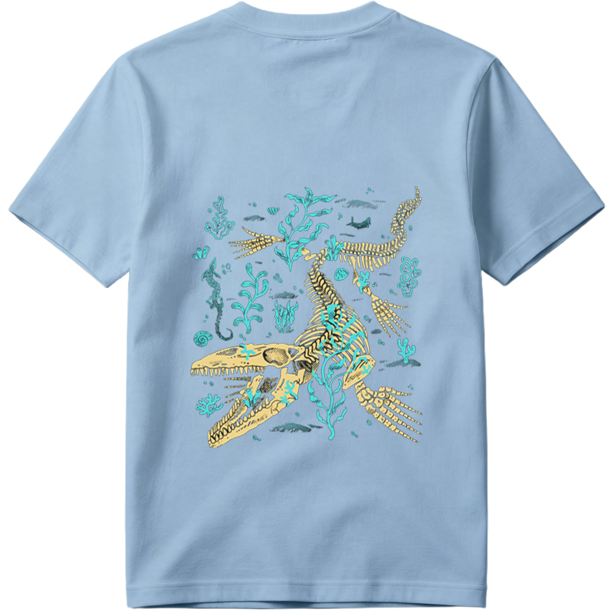 Mosasaurus Skeleton in Ocean Depths - Tee