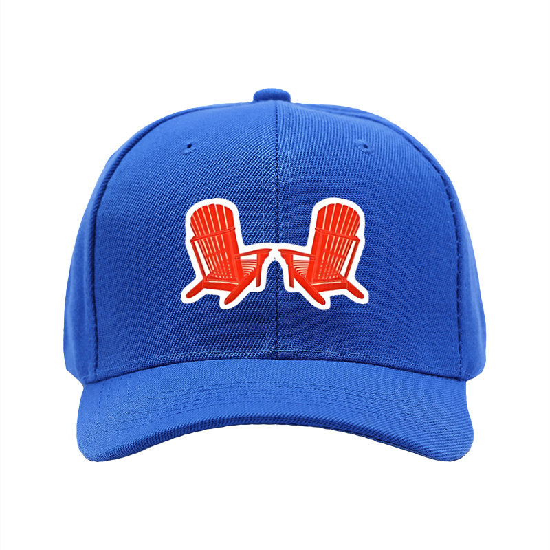 1pc New Baseball Cap with Red Adirondack Chair Print and Text Design Unisex Adjustable Hat for Outdoor Relaxation and Leisure Activities Suitable for Adults Who Love Nature and Casual Style