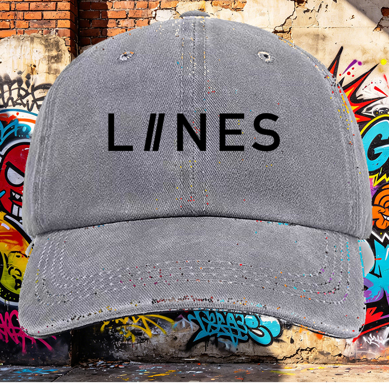 Men's Printed Washed Cap with Lines Logo Design Casual Round Brim Summer Lightweight Hat for Outdoor Activities and Urban Style Adults