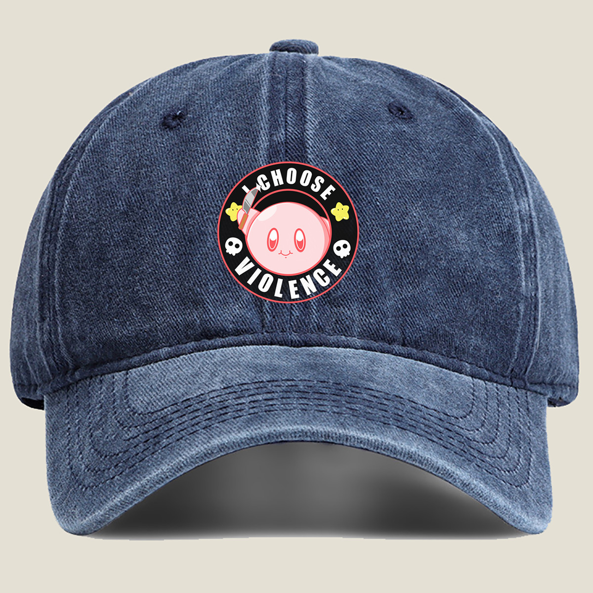 Kirby I Choose Violence - Washed Denim - Baseball Cap