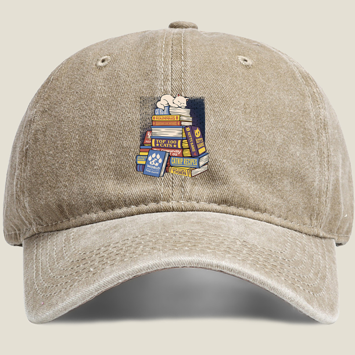 Cat Nap: A Stack of Feline Favorites - Washed Denim - Baseball Cap