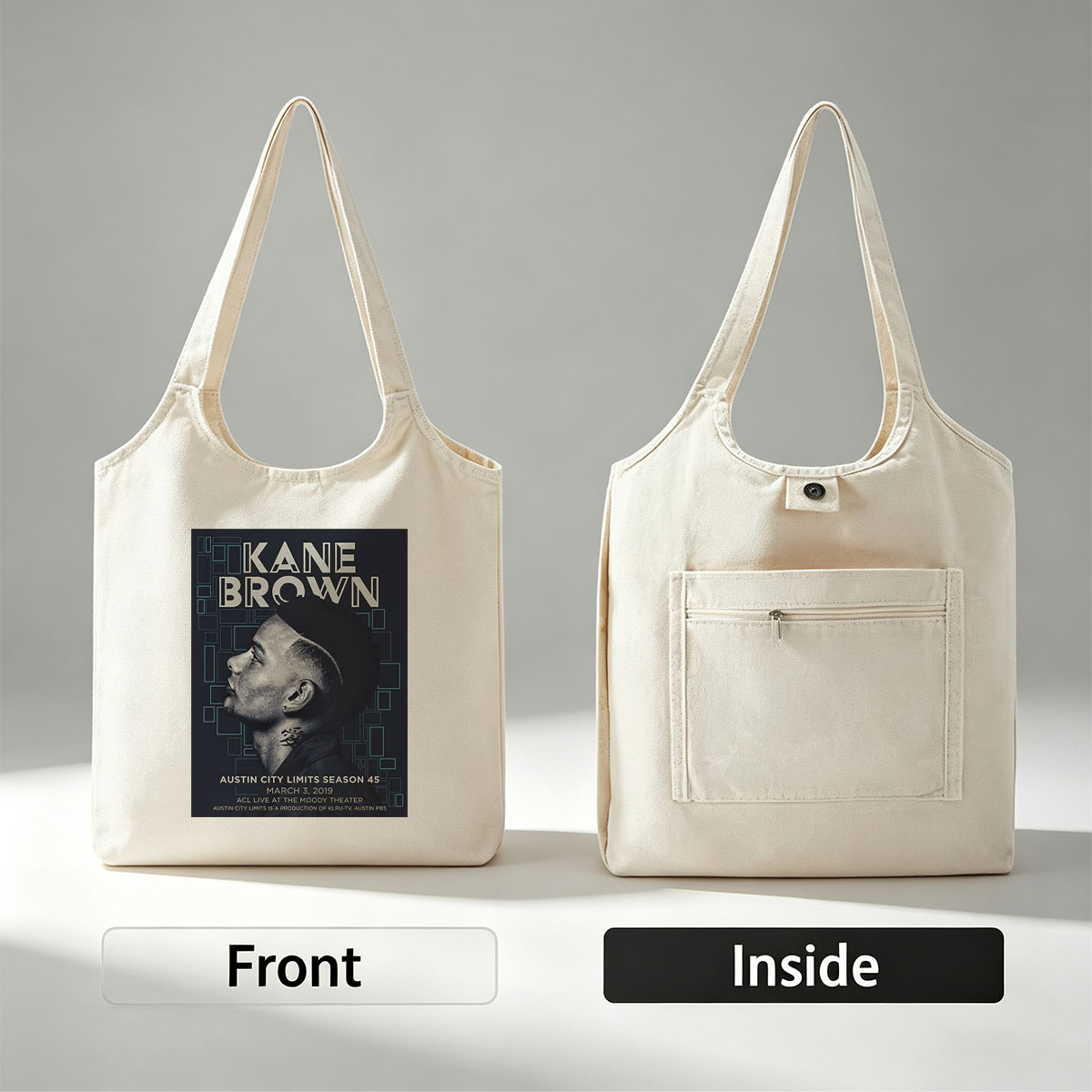 Kane Brown Live Performance at Austin City Limits Season 45 Poster - Canvas shoulder bags/