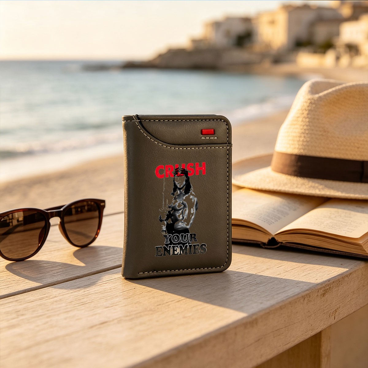 CRUSH YOUR ENEMIES: Warrior with Sword and Bandana - Vertical Style Wallet