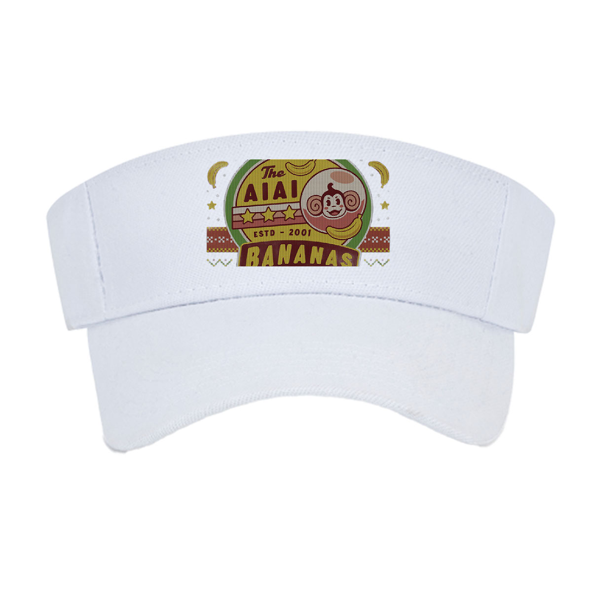 The AIAI Bananas - Est. 2001, Monkey Logo with Bananas and Festive Pattern -  Visor cap