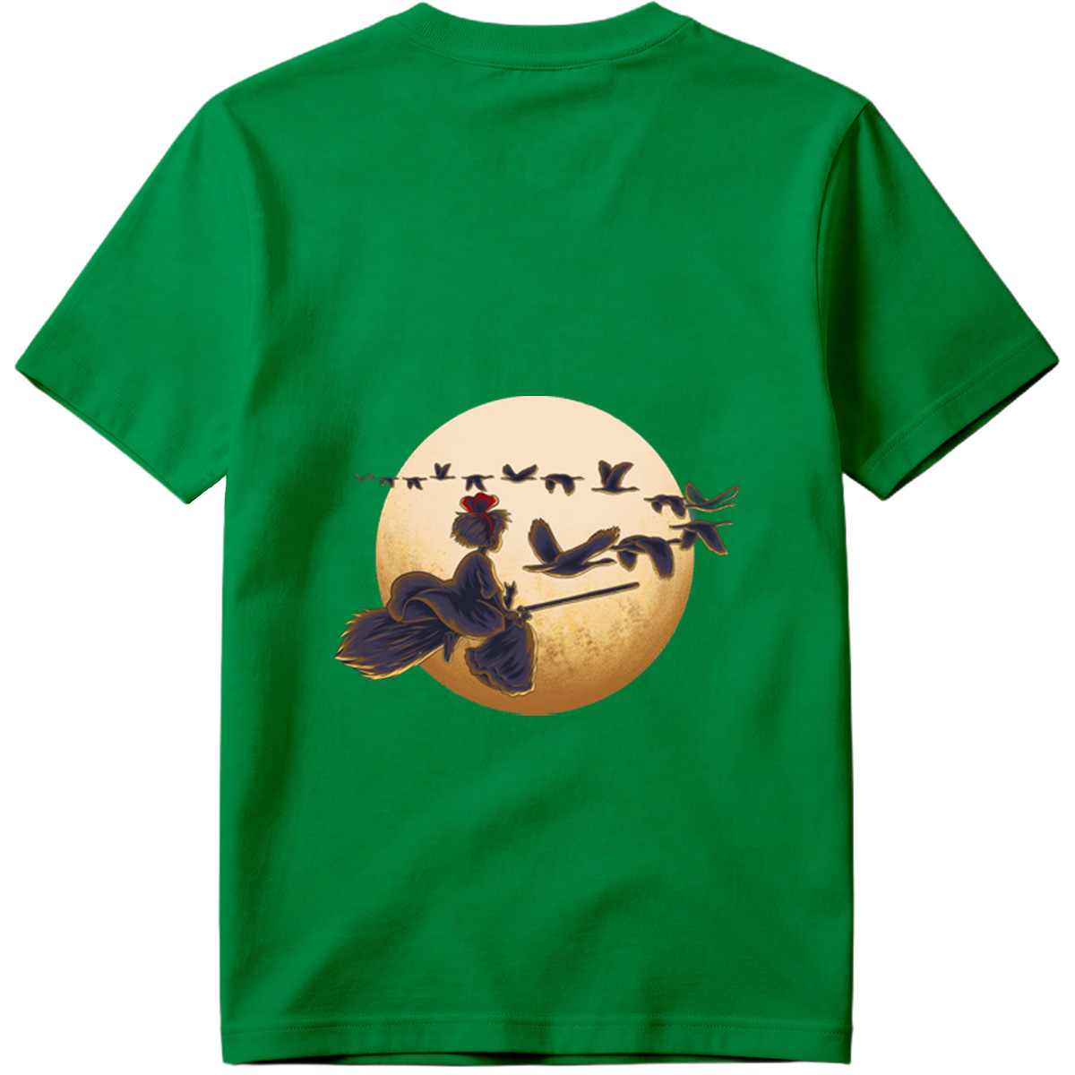 Mulan Flying on a Broomstick with Geese Against the Moon - Tee