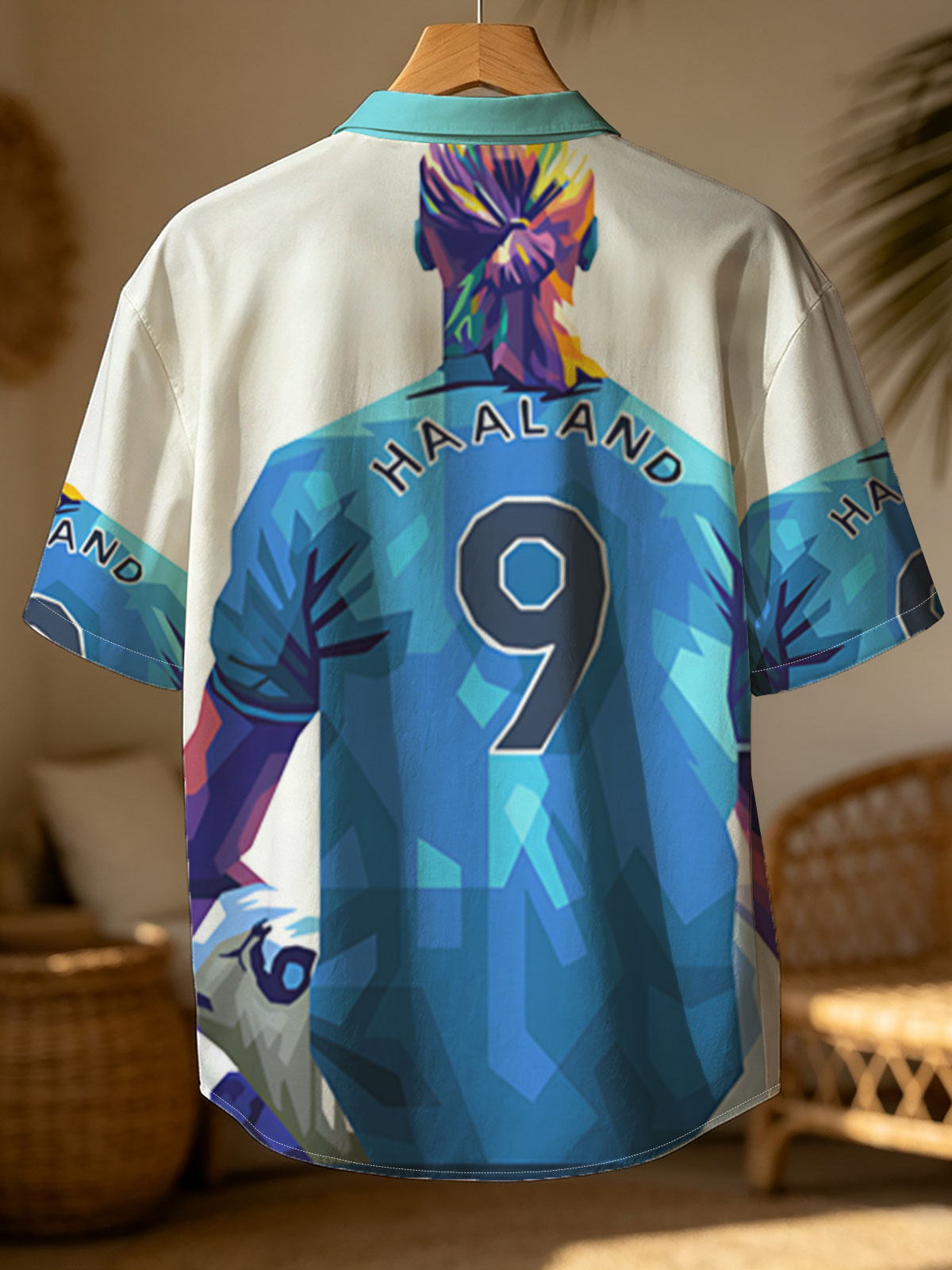 Haaland in Blue Jersey, Number 9, Sitting Back View -  Shirt