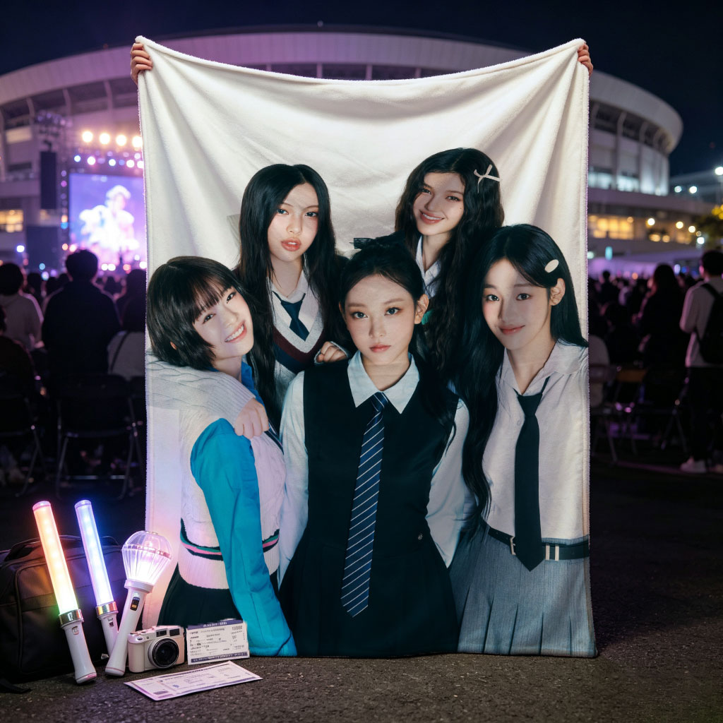 NewJeans School Uniform Concept Photo with Five Members in Coordinated Outfits - Blankets
