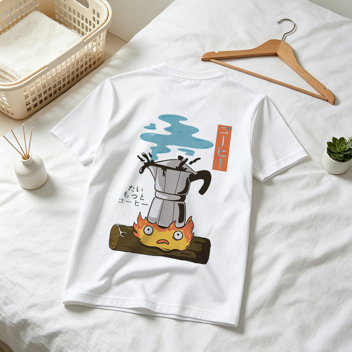 Coffee Pot and Flame Character - Tee