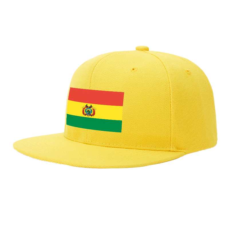 Flat Brim Baseball Cap Bolivia Flag Print Streetwear Underground Skate Style for Basketball Court Skate Park Urban Lifestyle Skaters Rappers Streetwear Enthusiasts