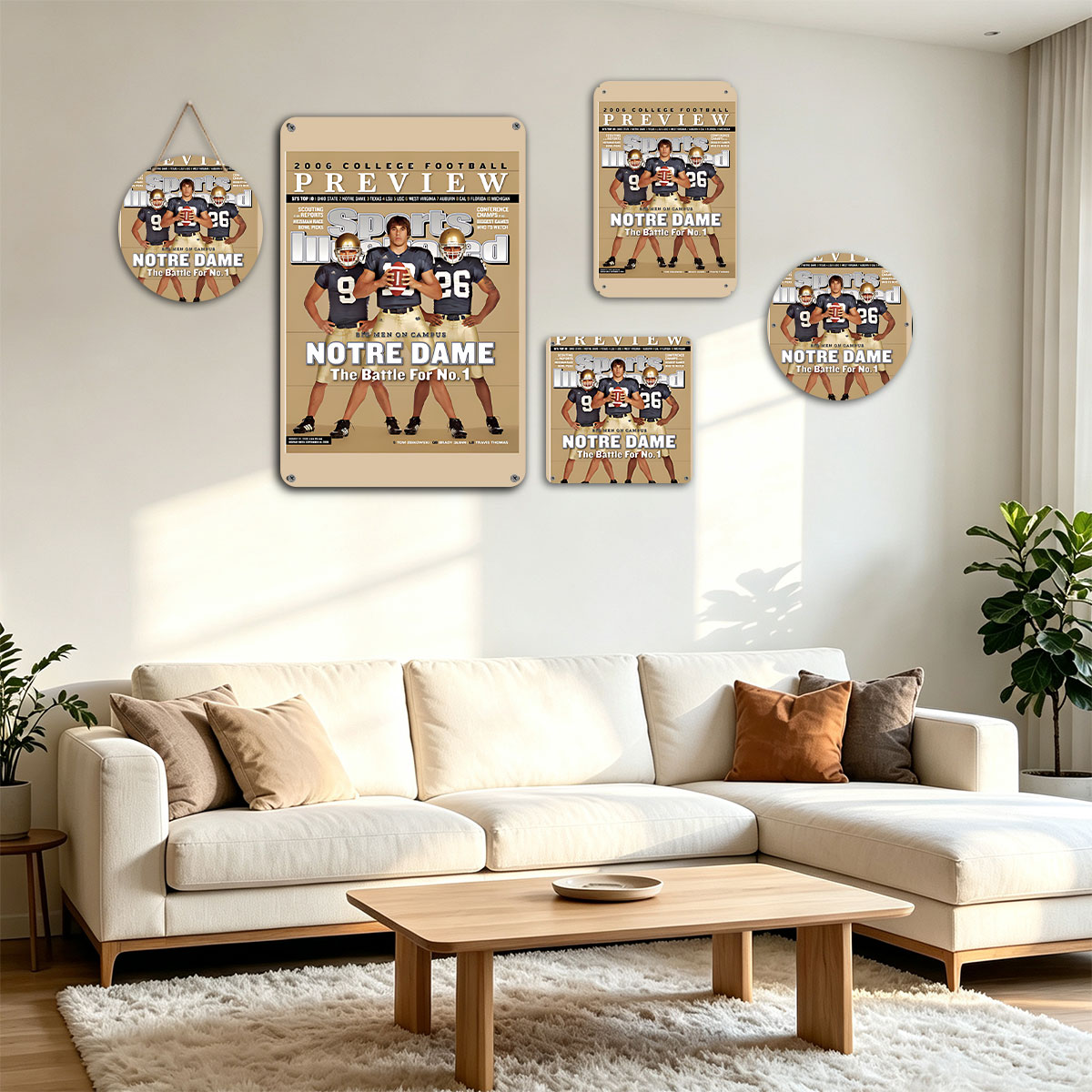 Notre Dame Football: The Battle for No. 1 – Tom Zbikowski, Brady Quinn, Travis Thomas - painting
