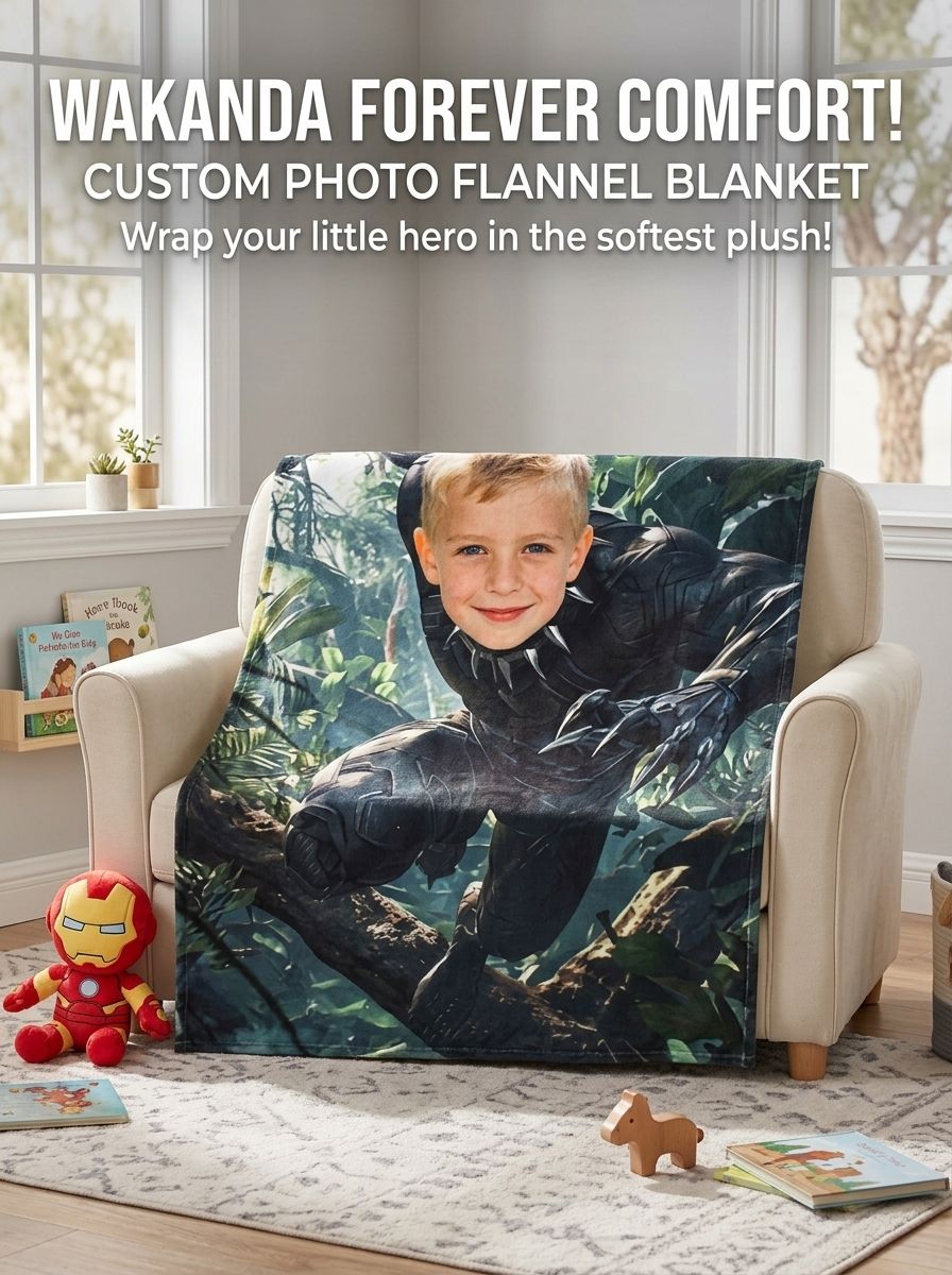 Personalized Superhero Face Blanket Custom Photo Flannel Fleece Throw Skin Friendly Anti Pilling Cozy Birthday Gift