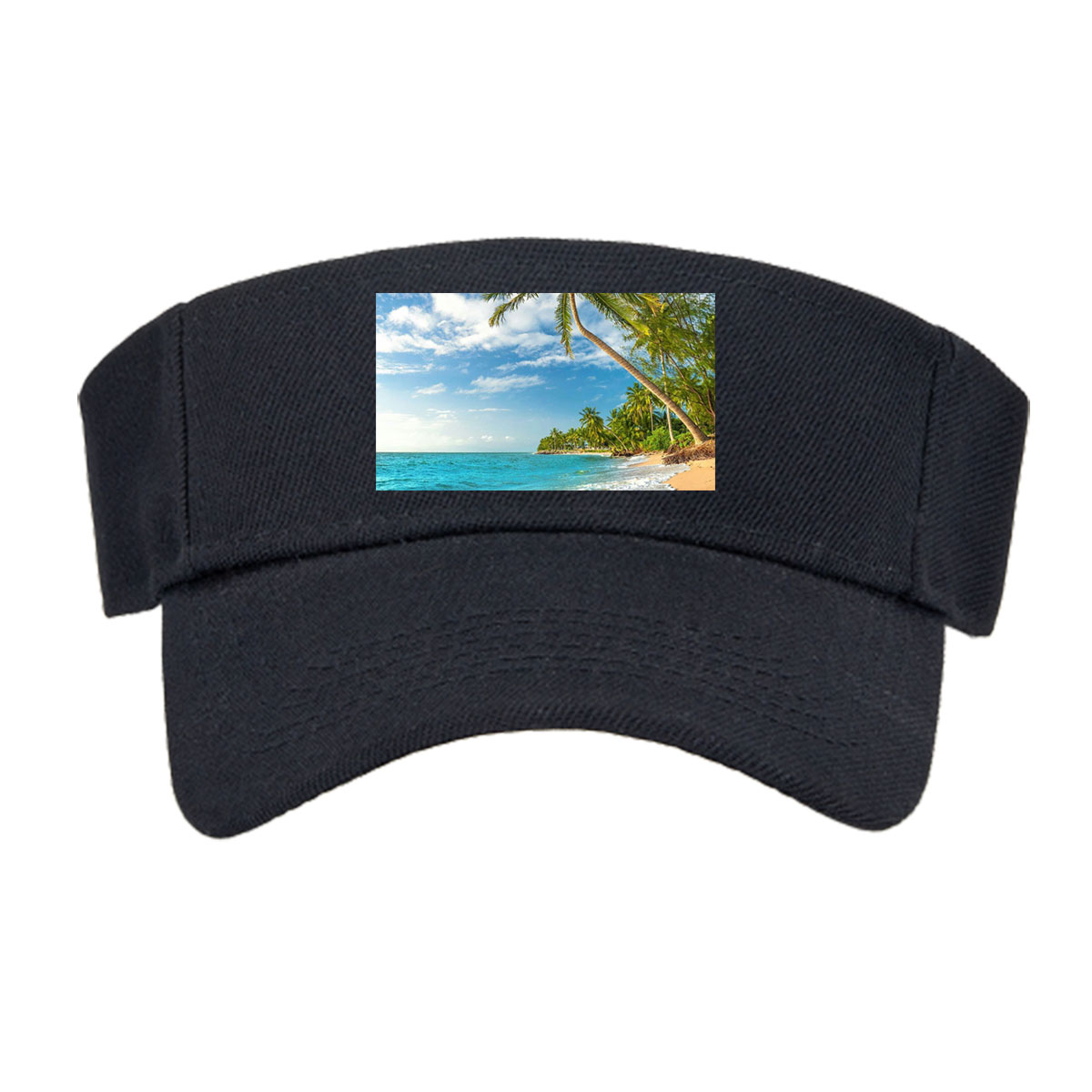 Tropical Beach with Palm Trees and Crystal Clear Water -  Visor cap