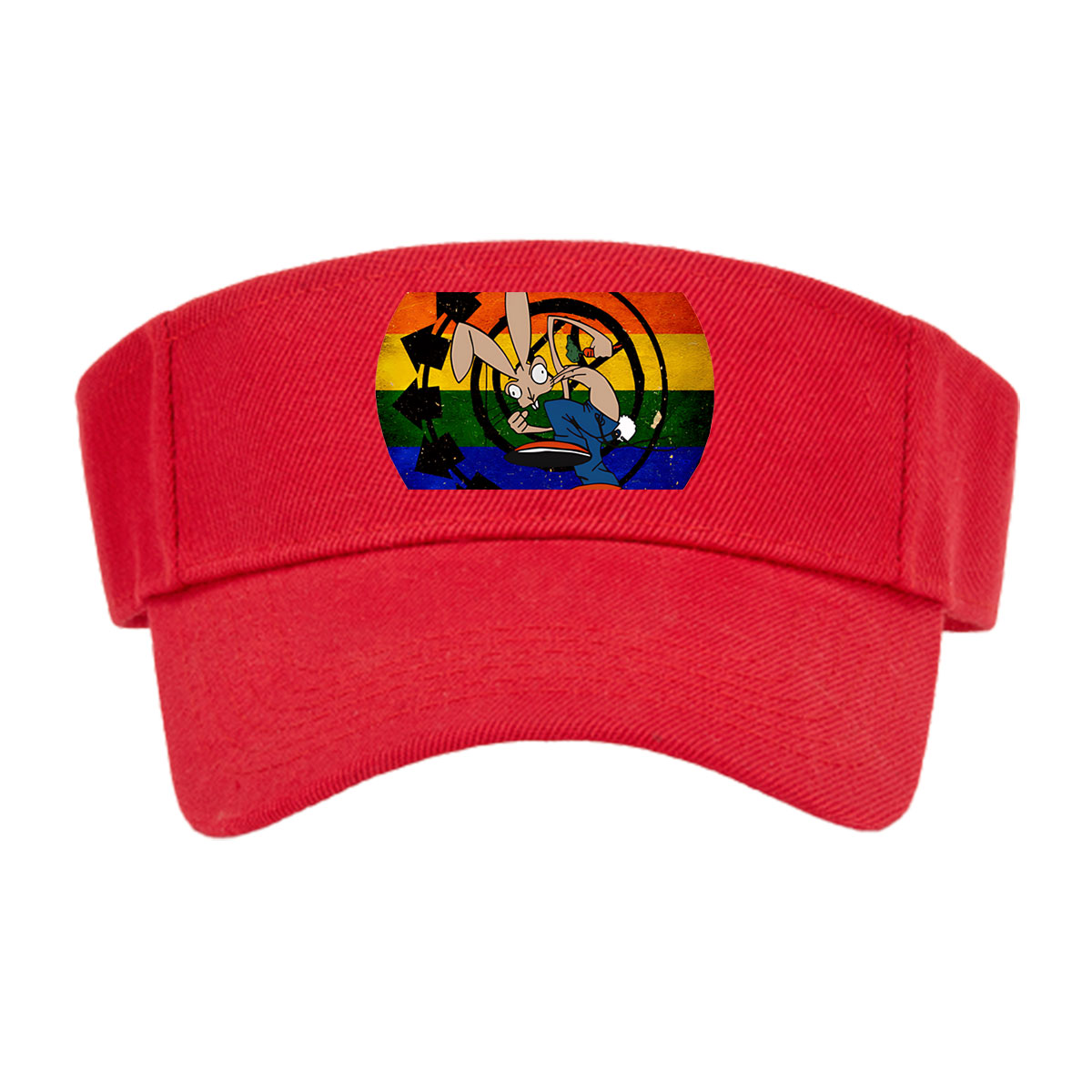 Bugs Bunny in Action: Classic Cartoon Character with Rainbow Background -  Visor cap