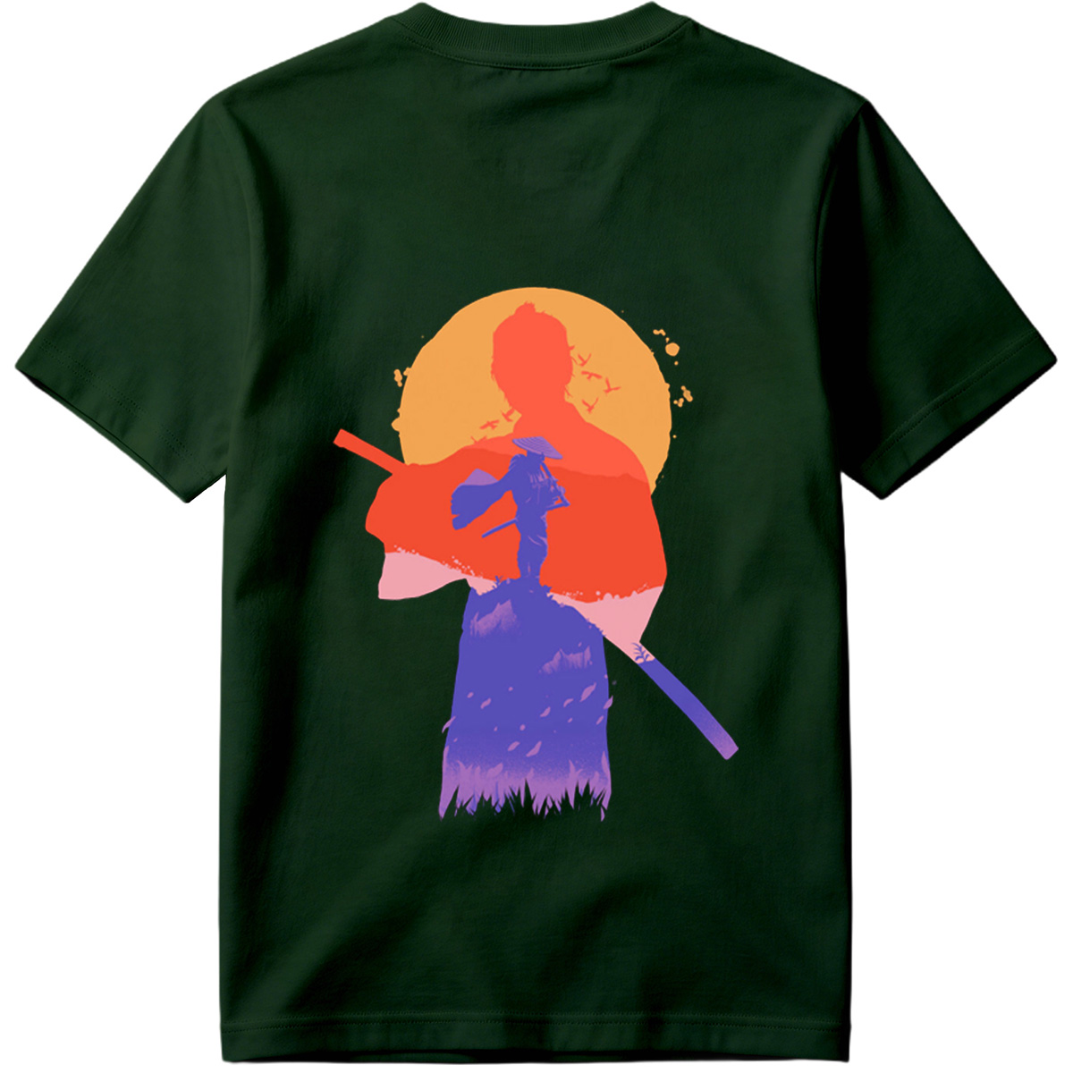 Samurai Silhouette at Sunset - Tee
