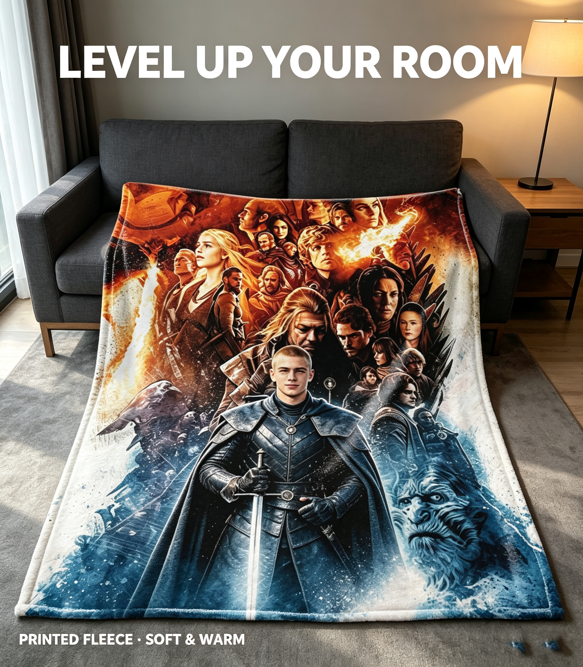 Custom Face Blanket Game of Thrones Characters Flannel Blanket Perfect for Couch Watching or Traveling Ideal Gift for Fans and Collectors