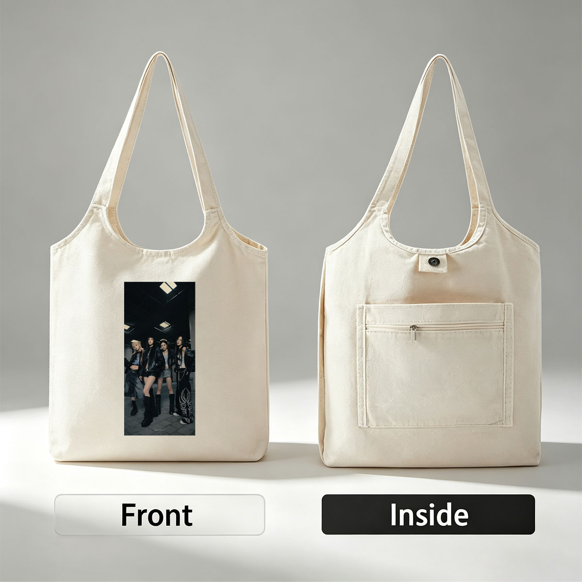 BLACKPINK in Underground Style - Four Members Pose in Edgy Leather Outfits with Bold Fashion Statements - Canvas shoulder bags/