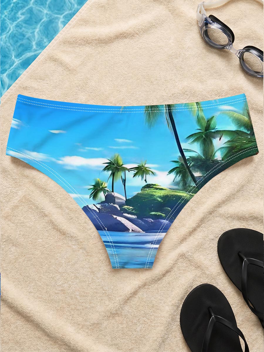 Tropical Beach with Palm Trees and Crystal Clear Water -  Men's swim trunks