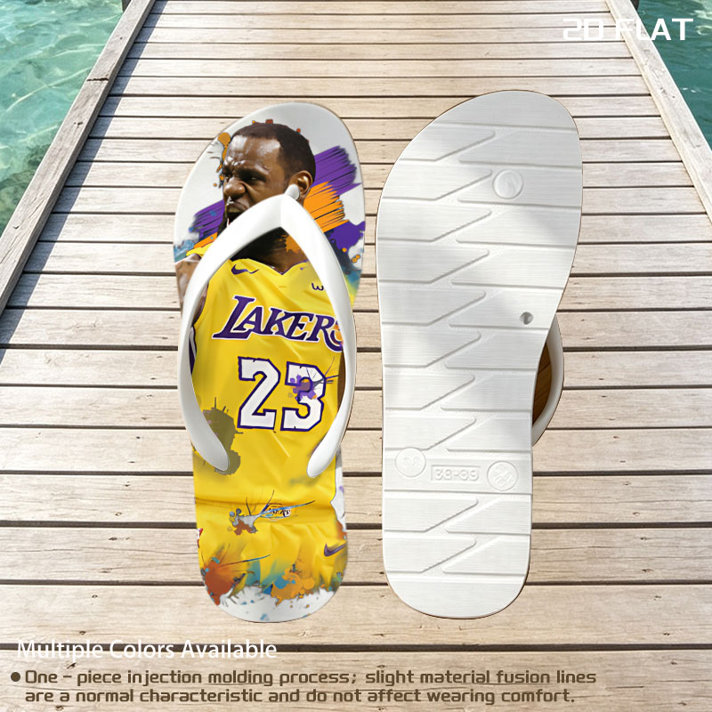 LeBron James in Lakers Jersey, Number 23, Dynamic Artwork -  flip-flops