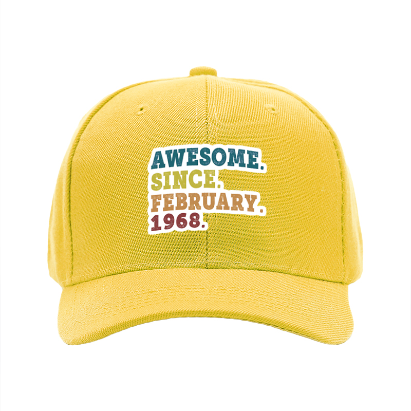1pc New Baseball Cap Awesome Since February 1968 Print Unisex Adjustable Hat for Outdoor Activities Adults Casual Wear Fashion Statement Accessories