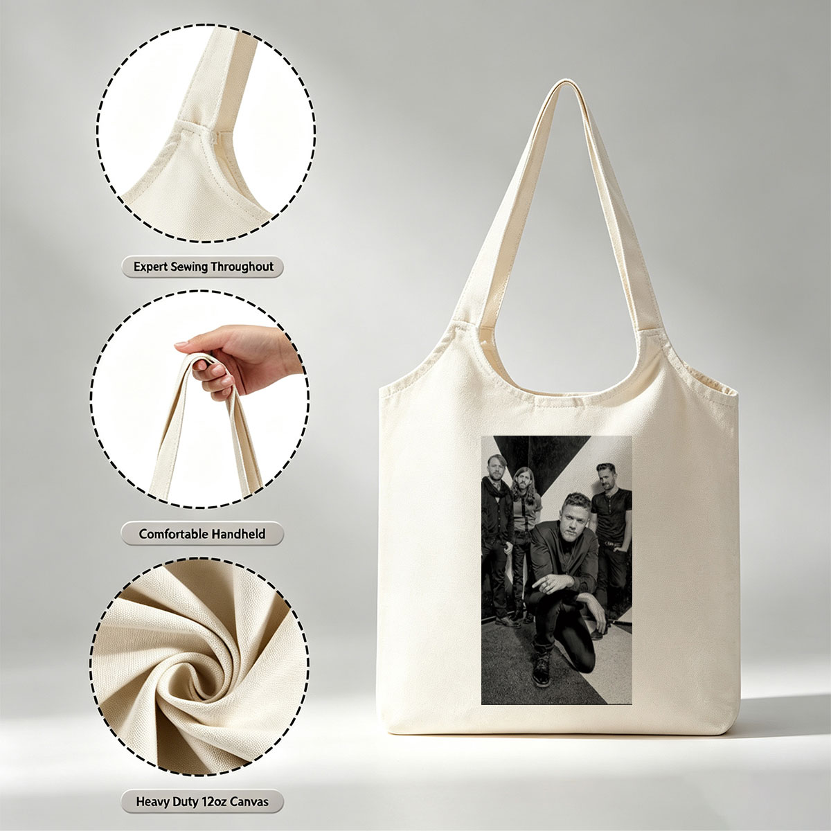 OneRepublic Band Members in a Stylish Black and White Group Photo - Canvas shoulder bags/