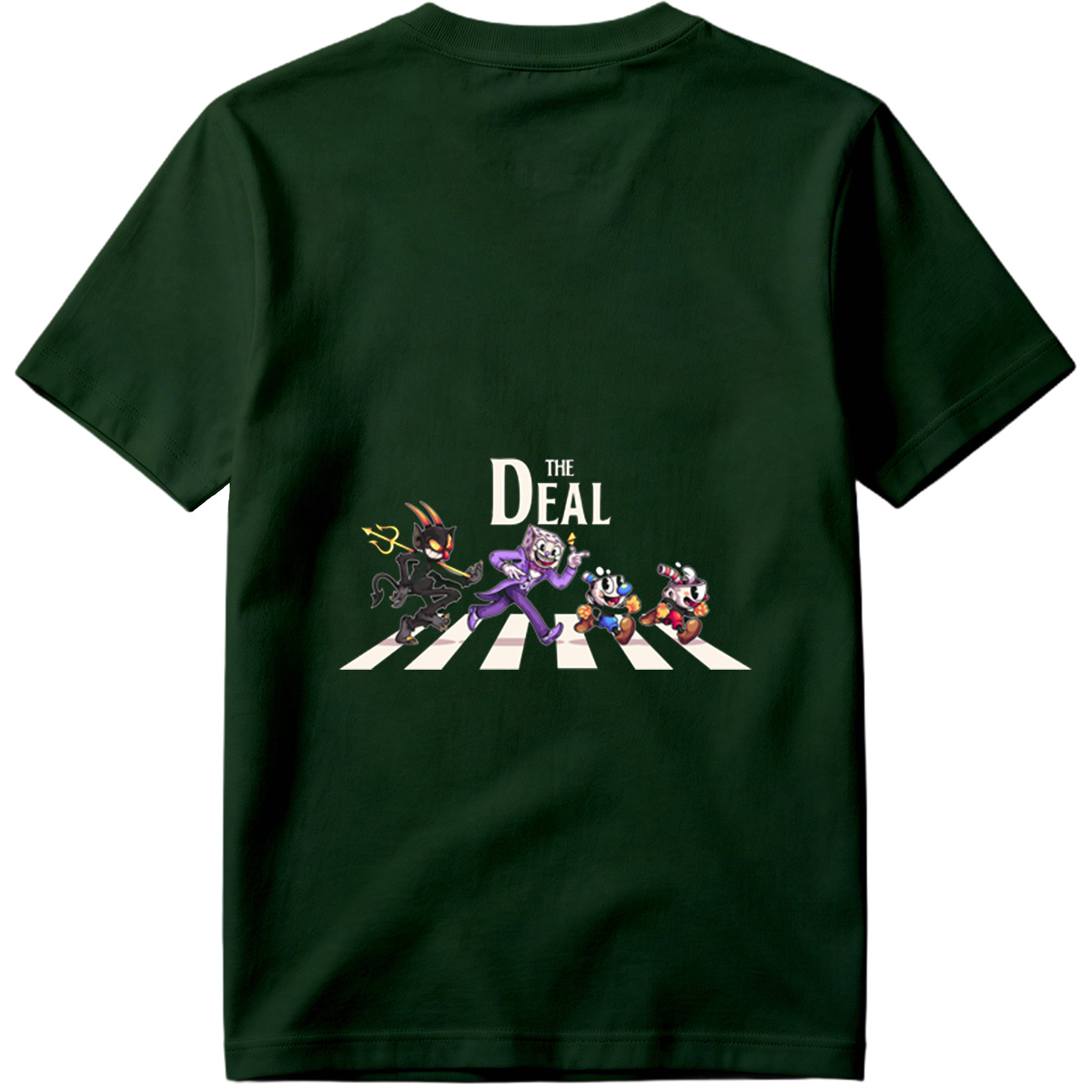 Cuphead, The Devil, and Mugman Crossing the Street – 