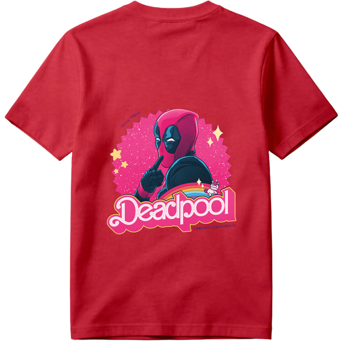 Deadpool: Wade Wilson with a Unicorn and Rainbow - Tee