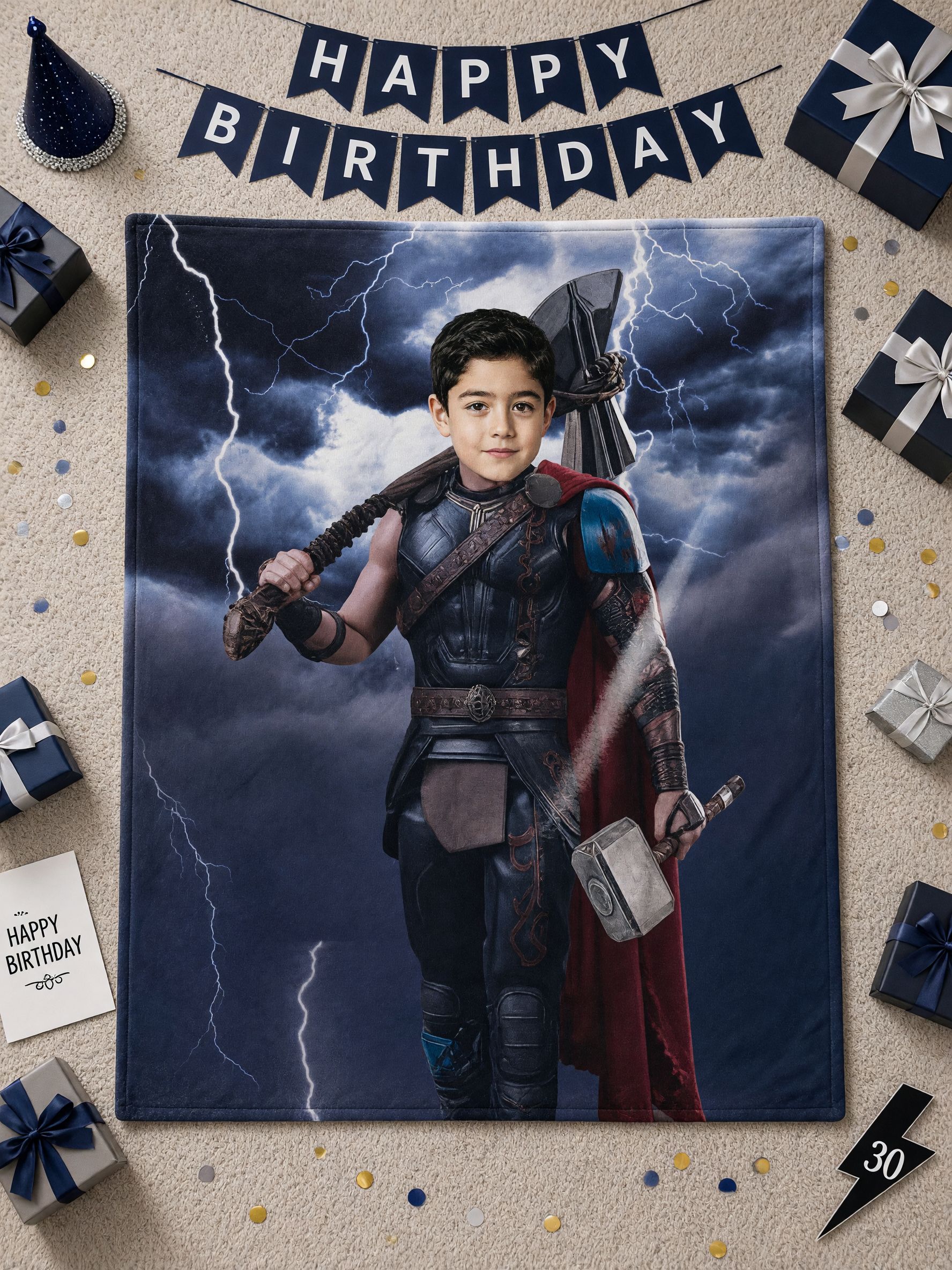 Custom Photo Superhero Flannel Throw Blanket Soft Fleece Personalized Face Portrait Cover Ideal Cozy Gift for Kids