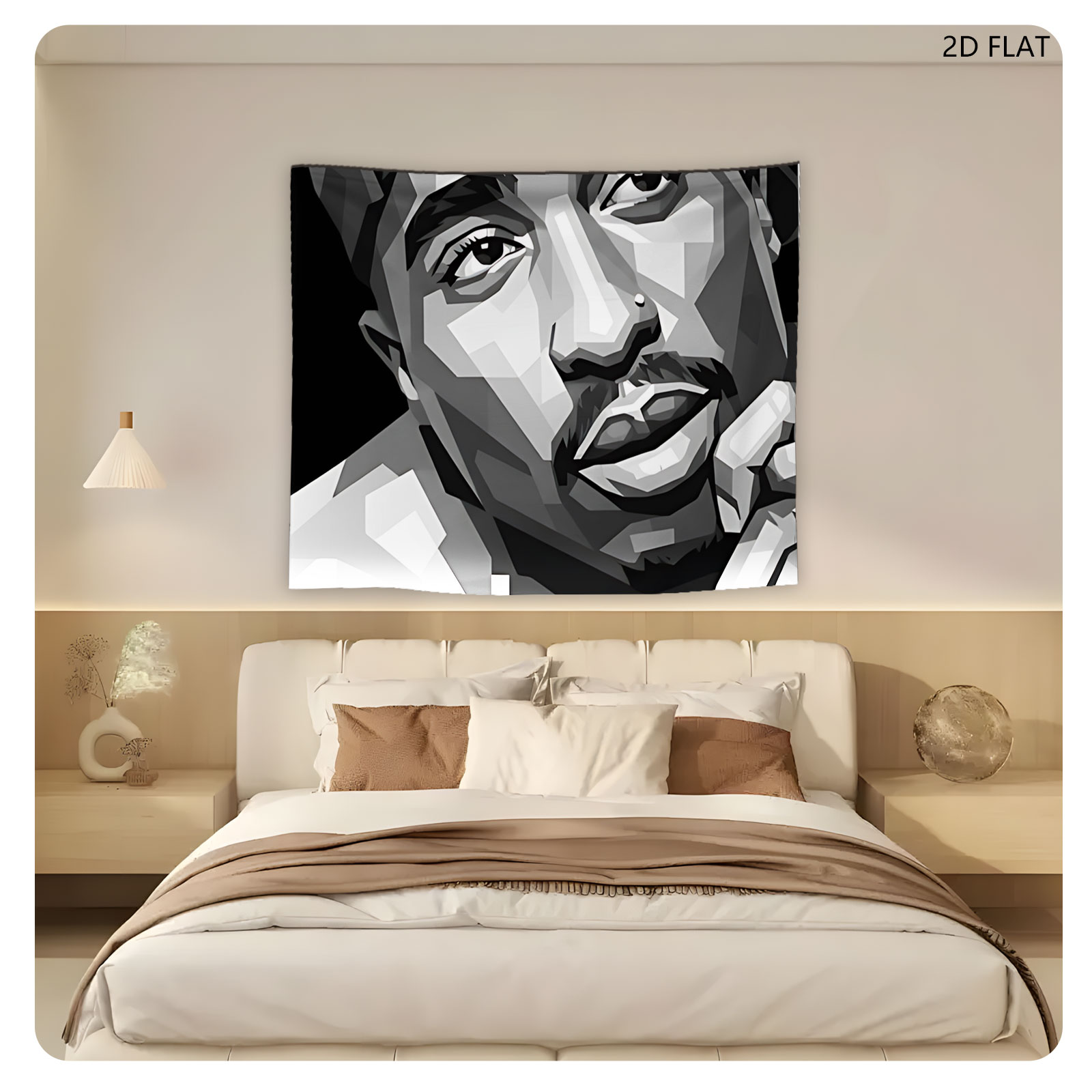 Pop Art Portrait of a Man Wearing HTM Cap and Chain Necklace - Tapestry