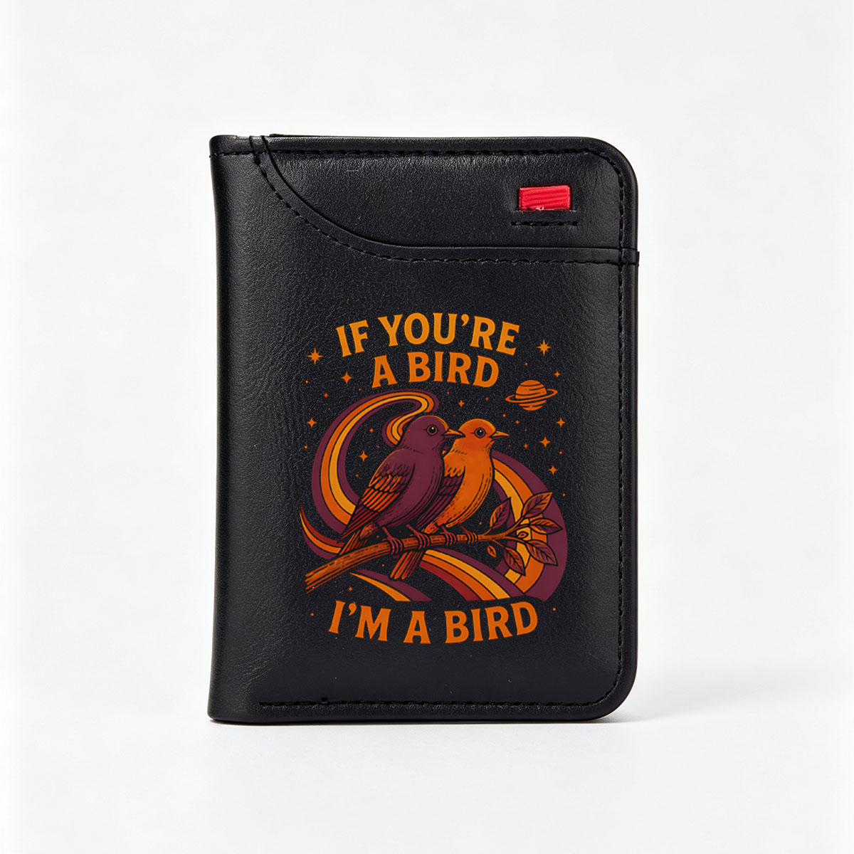 If You're a Bird, I'm a Bird: Two Birds on a Branch with Cosmic Background - Vertical Style Wallet