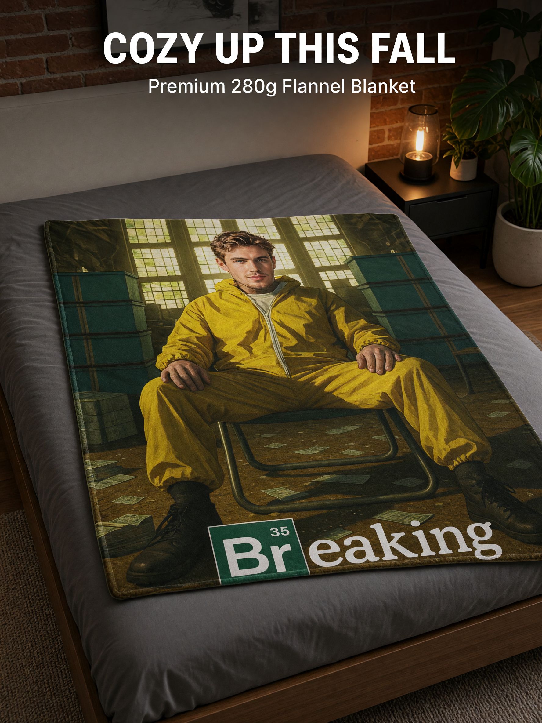 Custom Face Photo Flannel Throw Blanket Personalized Hazmat Parody Design Soft Warm Fleece Gift for Bed and Couch