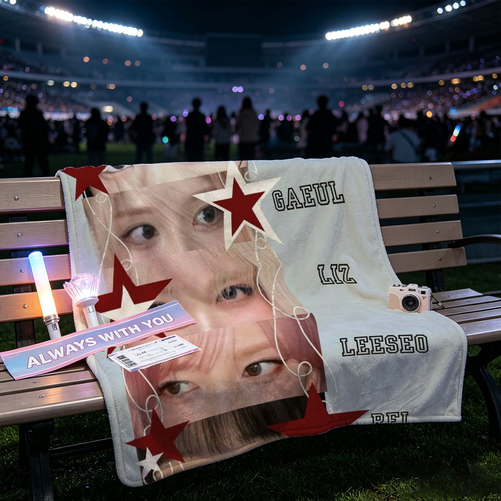 IVE Members Close-Up Eyes Portrait with Stars and Names - Blankets