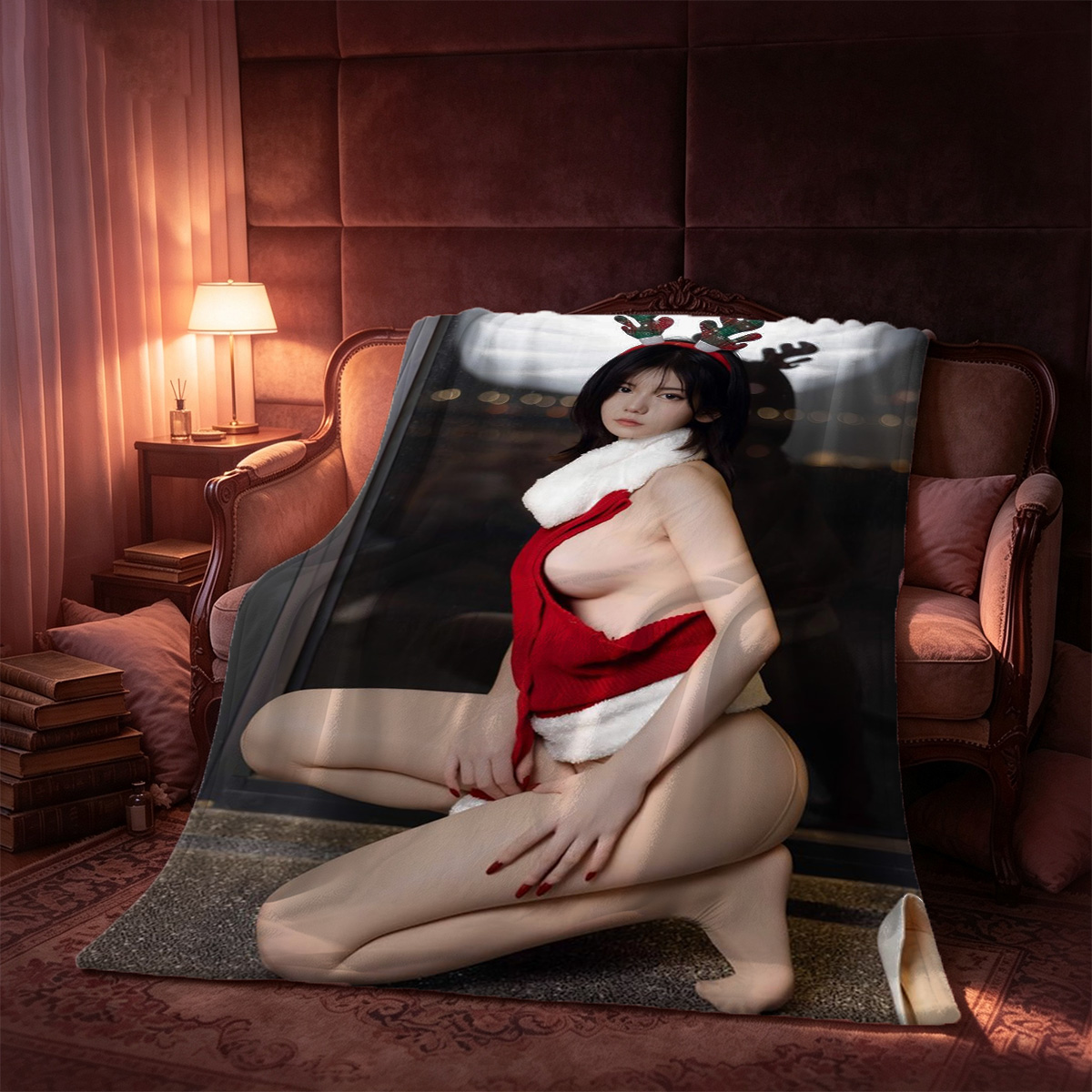Ailee in black micro bikini on bed - Blanket