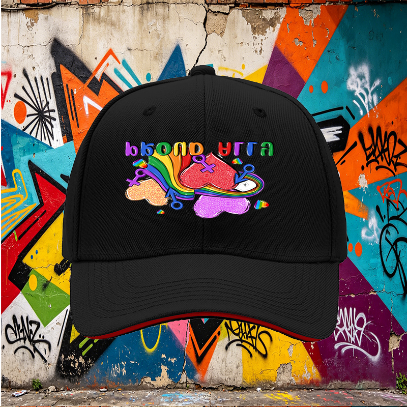 Unisex Classic Sandwich Hat with Pride Rainbow Hearts and 