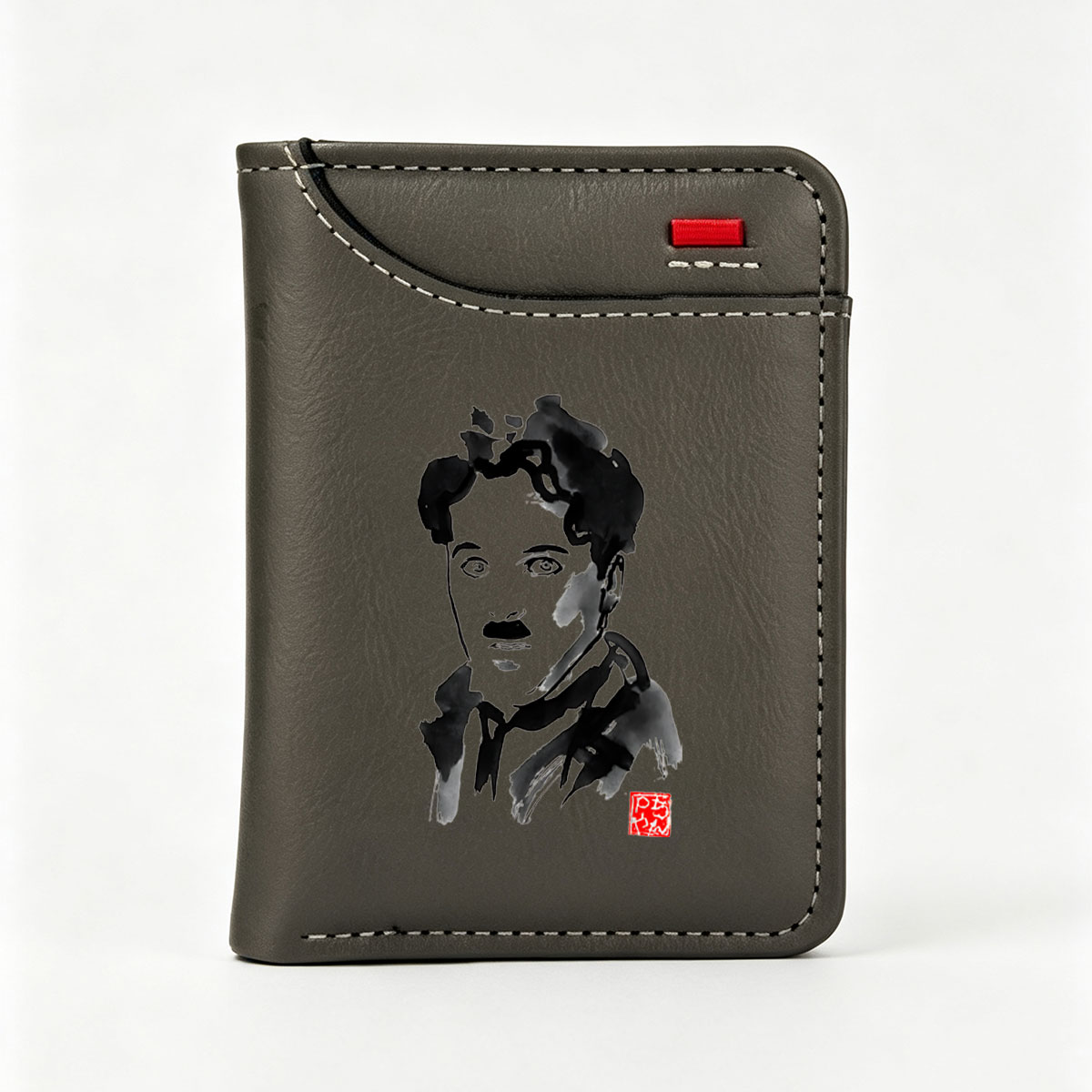 Portrait of a Man in Abstract Ink Style - Vertical Style Wallet