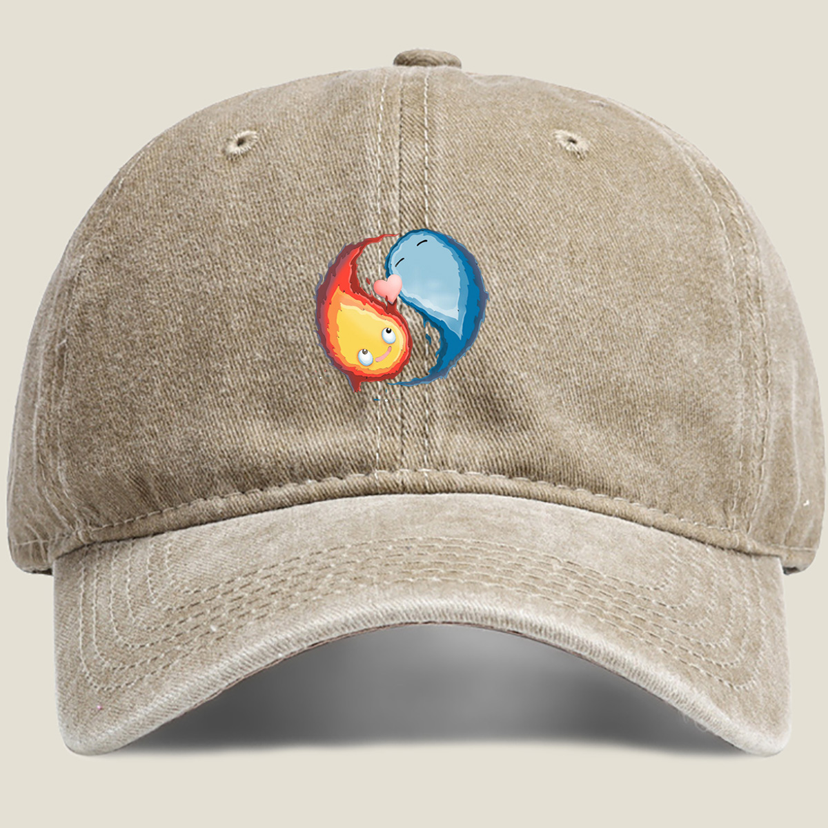 Fire and Ice: A Cosmic Yin Yang - Washed Denim - Baseball Cap