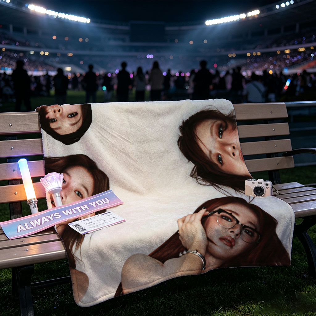 NewJeans Members Lying in a Circle on White Background with Expressive Poses and Fashionable Outfits - Blankets
