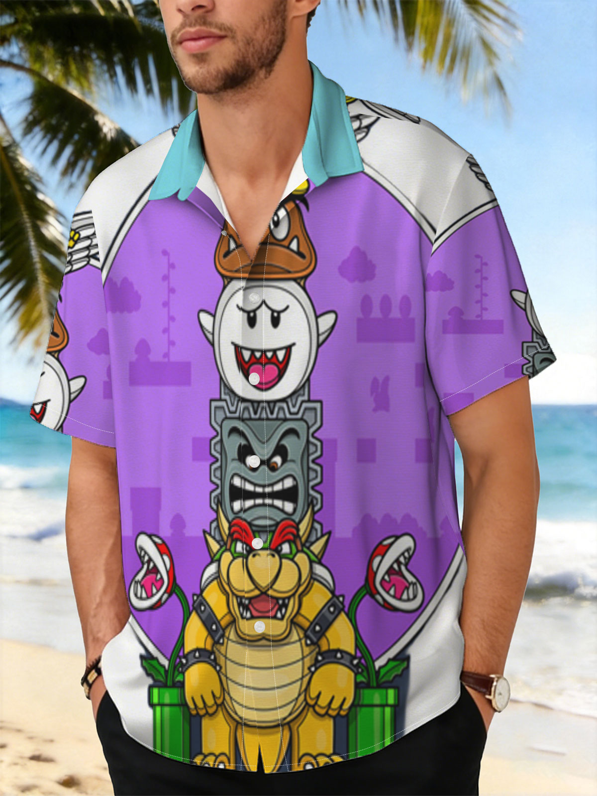 Bowser, Koopa Troopa, Dry Bones, and Winged Yoshi Stack in Super Mario Universe -  Shirt