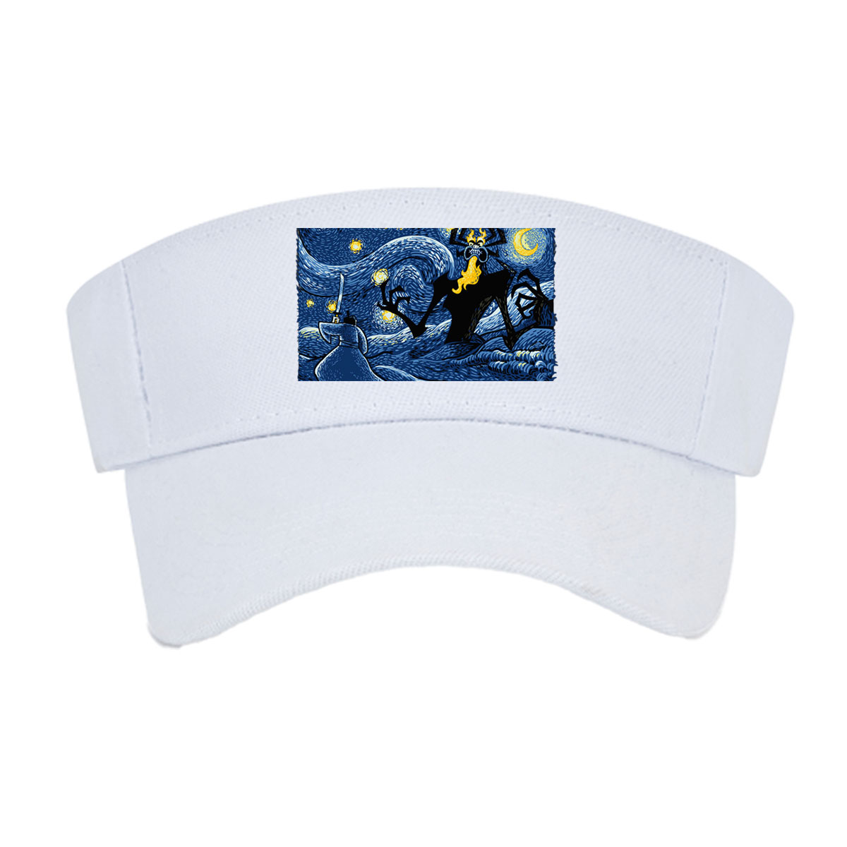 Samurai vs. Fiery Spider in Starry Night Landscape -  Visor cap