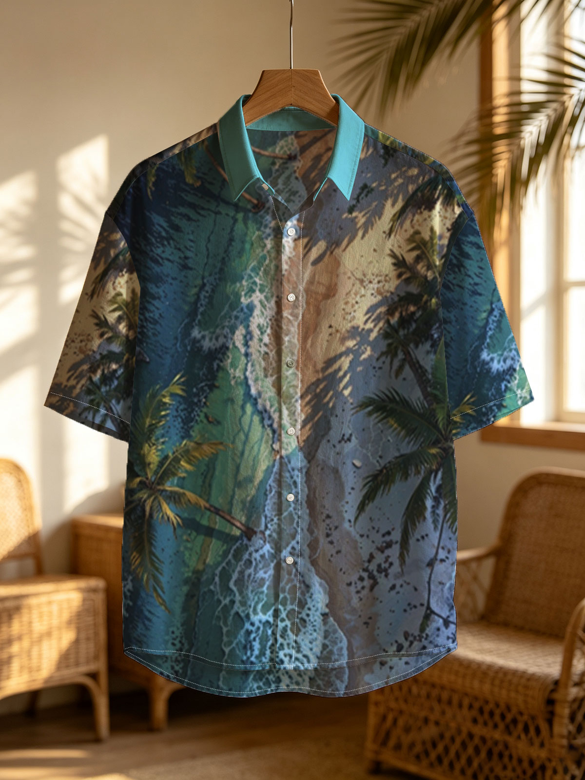 Tropical Beach with Palm Trees and Crystal Clear Waves -  Shirt