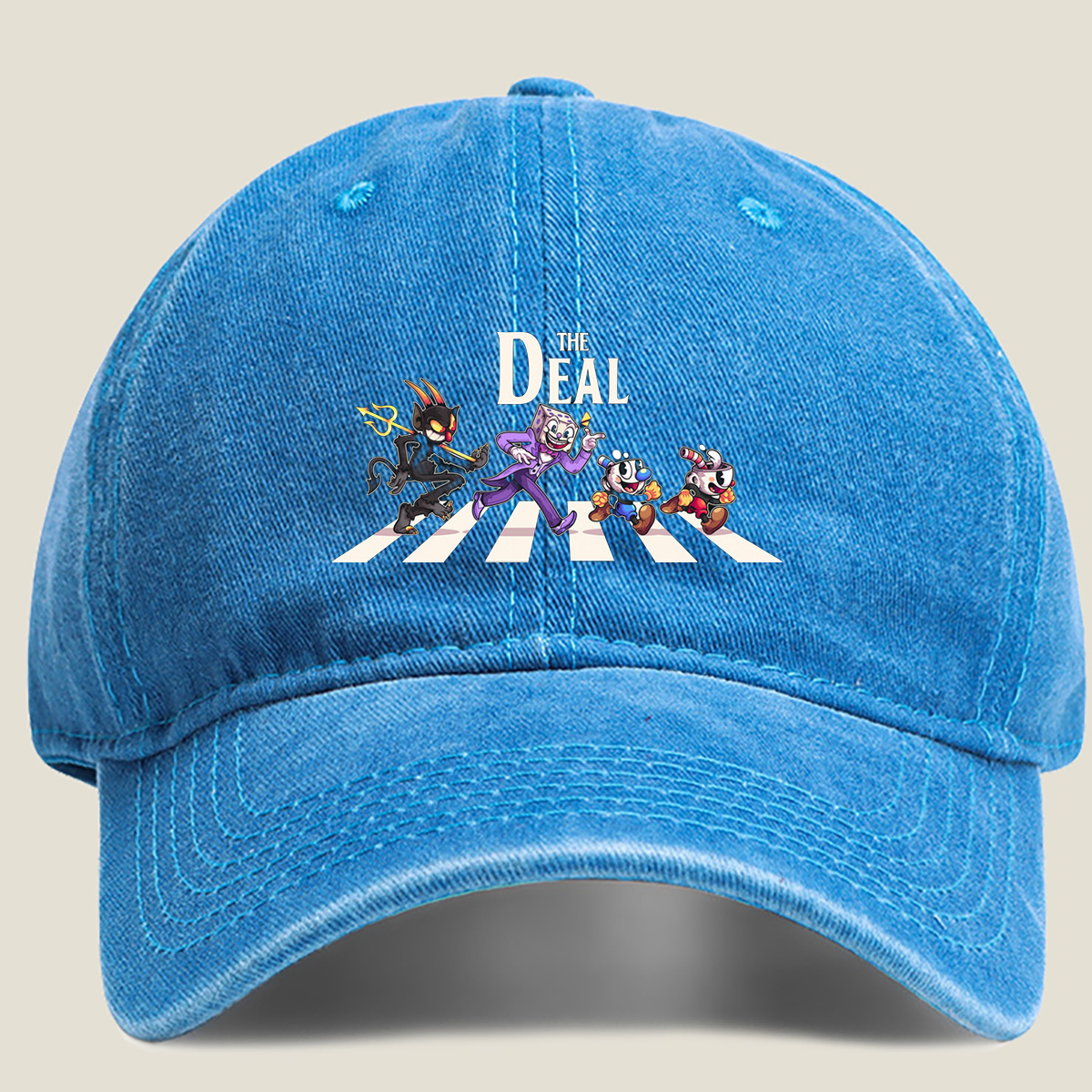 Cuphead, The Devil, and Mugman Crossing the Street – 