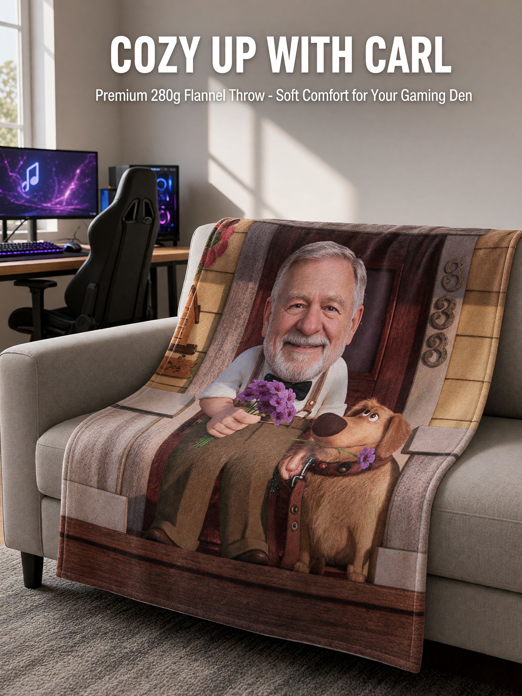 Personalized Custom Face Photo Blanket, Soft Flannel Fleece Throw for Couch and Bed, Heartwarming Keepsake Gift